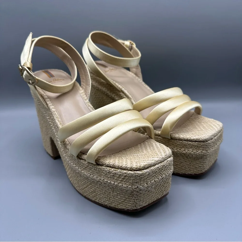 Sam Edelman Tibby Washed Lemon Plarform Wedge Sandal Women’s Size 10 M